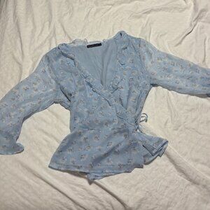 Abercrombie & Fitch Light Blue Floral Blouse